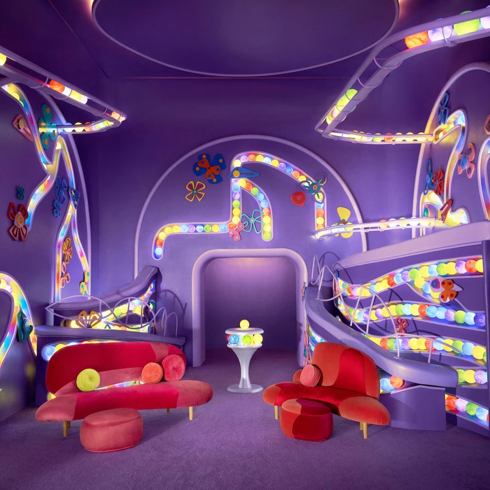 Purple room inspired by the movie Inside Out.