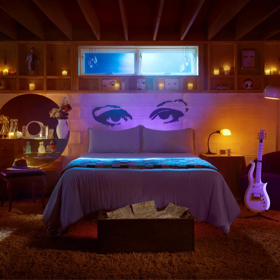 Purple room inspired by the Prince's song Purple Rain.